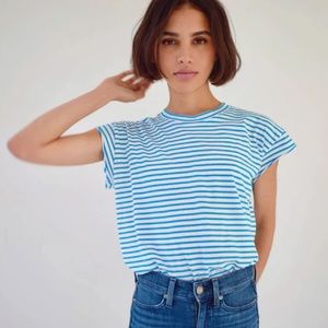 Striped Cotton AYR Cap Sleeve Top